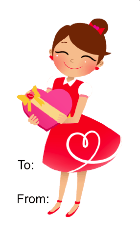 Girl Giving Gift (white background) gift tag