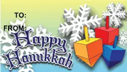 Happy Hanukkah Dreidels gift tag