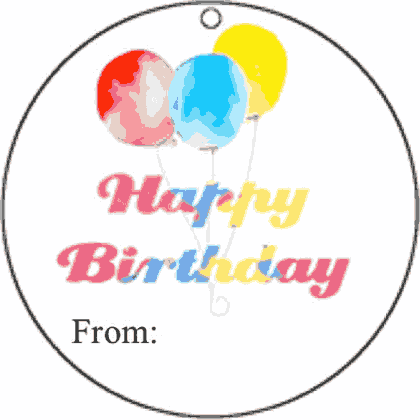 Round Gift Tag Happy Birthday gift tag