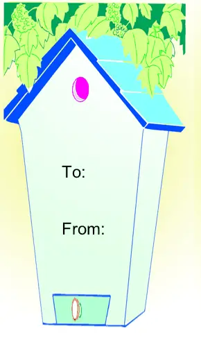 Birdhouse gift tag