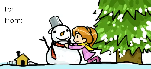 Girl and Snowman gift tag