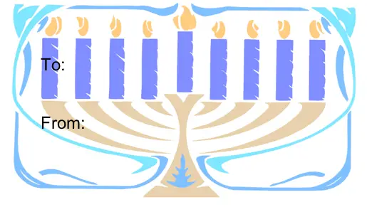 Hanukkah Menorah gift tag