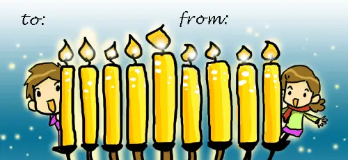 Hanukkah Menorah gift tag