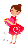 Girl Giving Gift (white background)